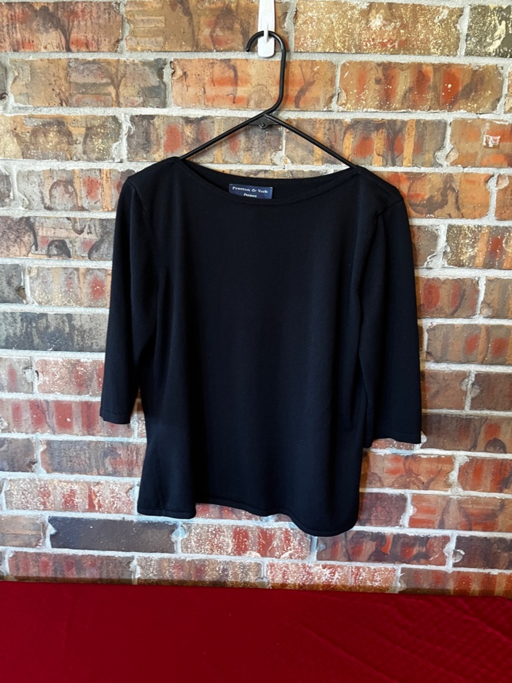 Preston & York Petites Women’s Black 3/4 Sleeves Sweater Top Size:PL